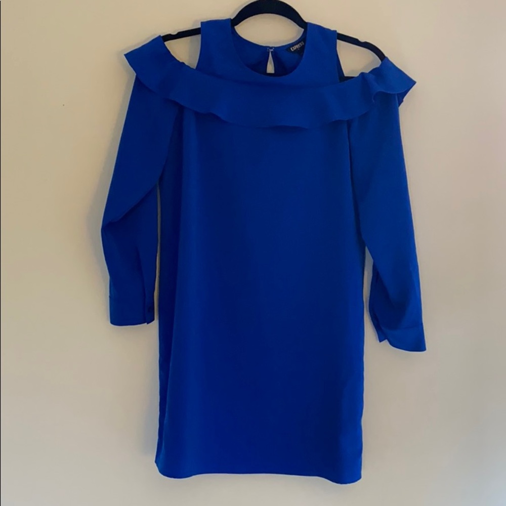 Express Off the Shoulder Blue Dress